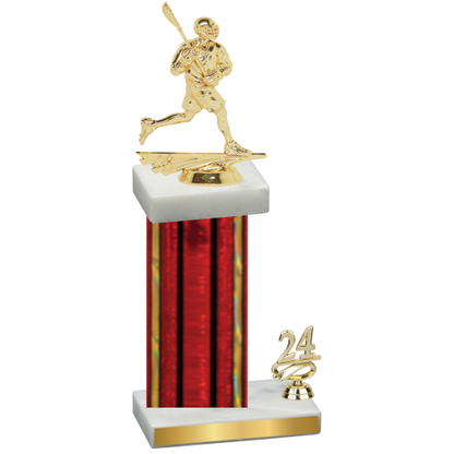 Accented Single Red Glacier Year Lacrosse Trophy