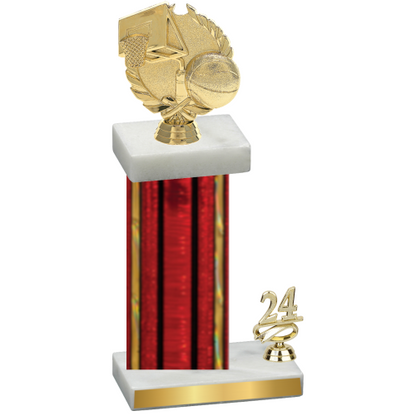 Accented Single Red Glacier Year Basketball Trophy