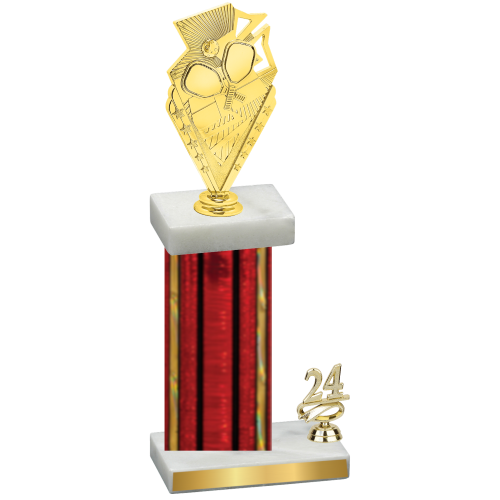 Accented Single Red Glacier Year Pickleball Trophy