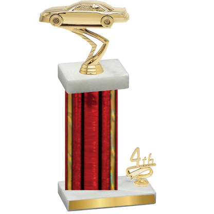 Accented Single Red Glacier Fourth Place Cars Trophy