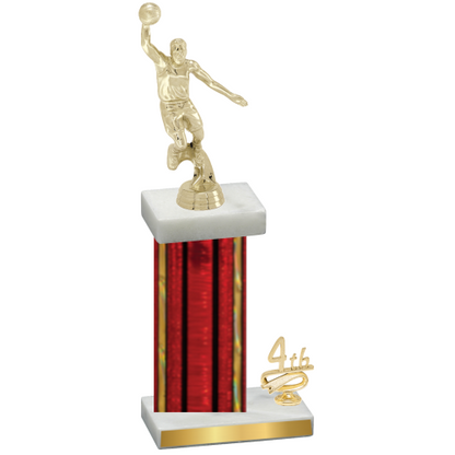 Accented Single Red Glacier Fourth Place Basketball Trophy