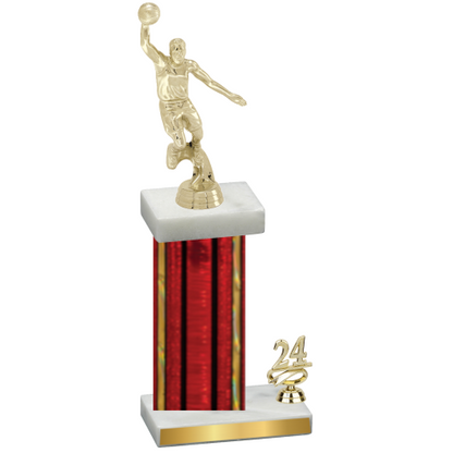 Accented Single Red Glacier Year Basketball Trophy