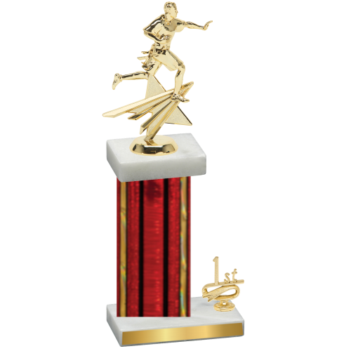 Accented Single Red Glacier First Place Flag Football Trophy