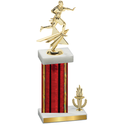 Accented Single Red Glacier Victory Flag Football Trophy