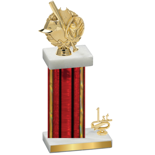 Accented Single Red Glacier First Place Baseball Trophy