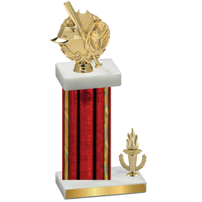 Accented Single Red Glacier Victory Baseball Trophy