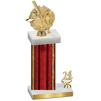 Accented Single Red Glacier Year Baseball Trophy