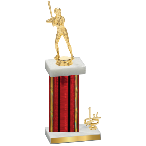 Accented Single Red Glacier First Place Softball Trophy