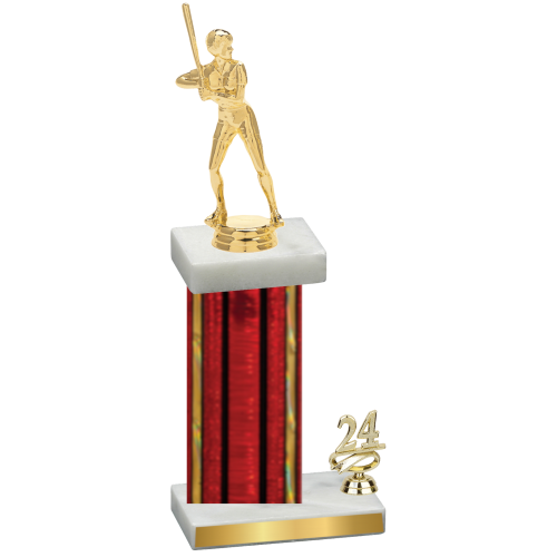 Accented Single Red Glacier Year Softball Trophy