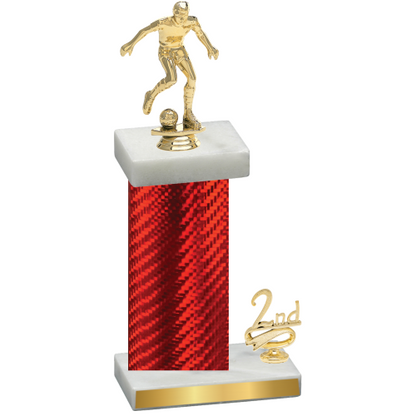 Accented Single Red Carbon Fiber Second Place Soccer Trophy