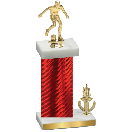 Accented Single Red Carbon Fiber Victory Soccer Trophy