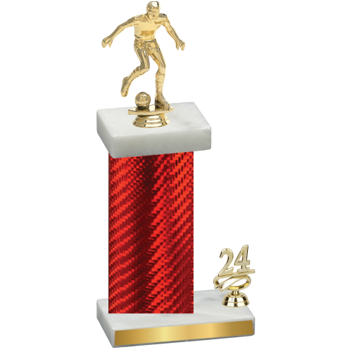 Accented Single Red Carbon Fiber Year Soccer Trophy