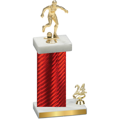 Accented Single Red Carbon Fiber Year Soccer Trophy