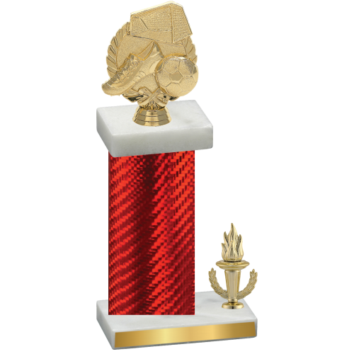 Accented Single Red Carbon Fiber Victory Soccer Trophy