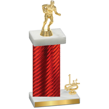 Accented Single Red Carbon Fiber First Place Rugby Trophy