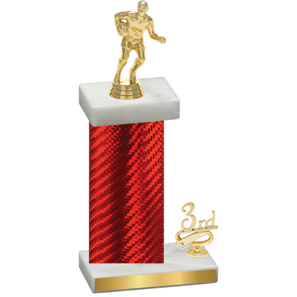 Accented Single Red Carbon Fiber Third Place Rugby Trophy