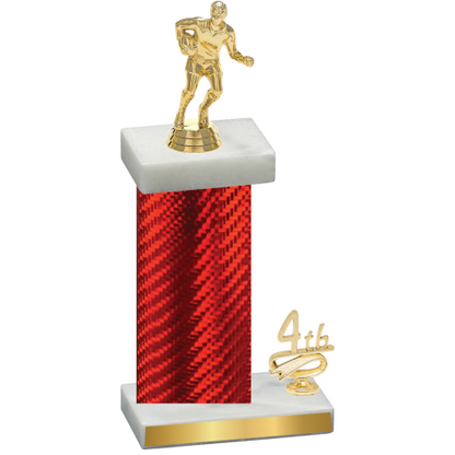 Accented Single Red Carbon Fiber Fourth Place Rugby Trophy