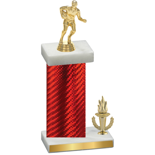 Accented Single Red Carbon Fiber Victory Rugby Trophy