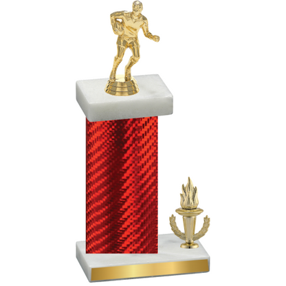 Accented Single Red Carbon Fiber Victory Rugby Trophy