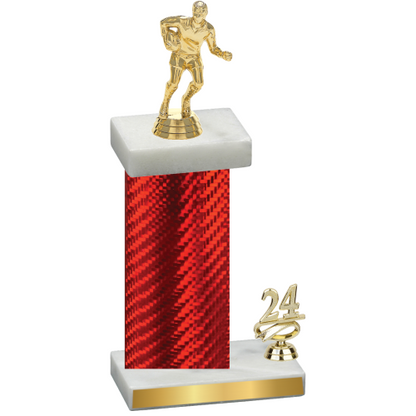 Accented Single Red Carbon Fiber Year Rugby Trophy