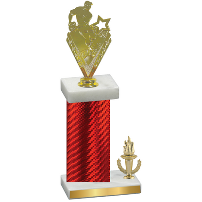 Accented Single Red Carbon Fiber Victory Rugby Trophy