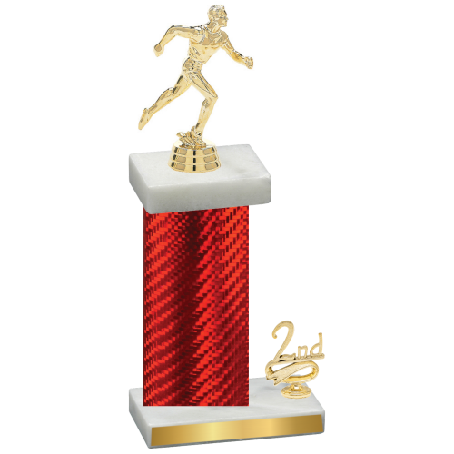 Accented Single Red Carbon Fiber Second Place Running Trophy