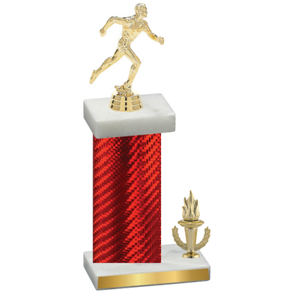 Accented Single Red Carbon Fiber Victory Running Trophy