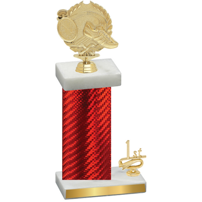 Accented Single Red Carbon Fiber First Place Running Trophy