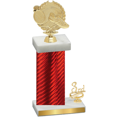 Accented Single Red Carbon Fiber Third Place Running Trophy