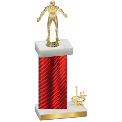 Accented Single Red Carbon Fiber First Place Wrestling Trophy