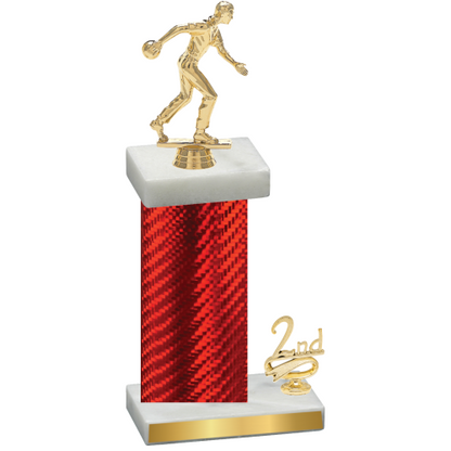 Accented Single Red Carbon Fiber Second Place Bowling Trophy