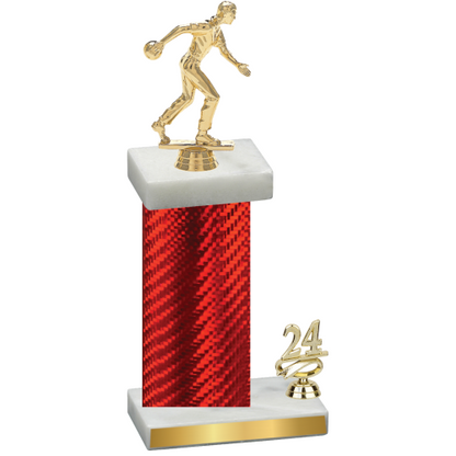 Accented Single Red Carbon Fiber Year Bowling Trophy