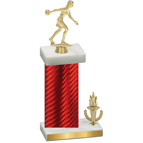 Accented Single Red Carbon Fiber Victory Bowling Trophy