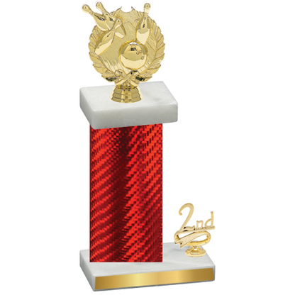 Accented Single Red Carbon Fiber Second Place Bowling Trophy