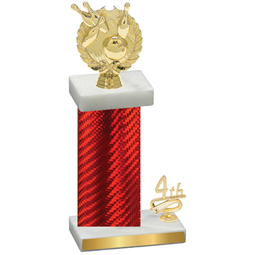 Accented Single Red Carbon Fiber Fourth Place Bowling Trophy