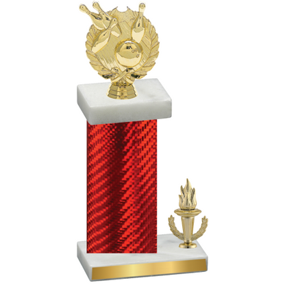 Accented Single Red Carbon Fiber Victory Bowling Trophy