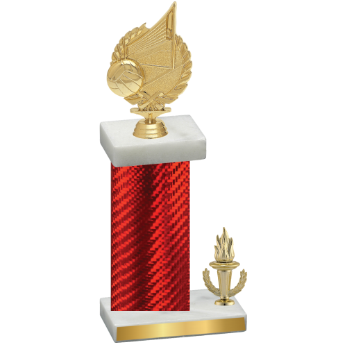 Accented Single Red Carbon Fiber Victory Volleyball Trophy