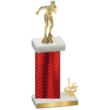 Accented Single Red Carbon Fiber First Place Swimming Trophy