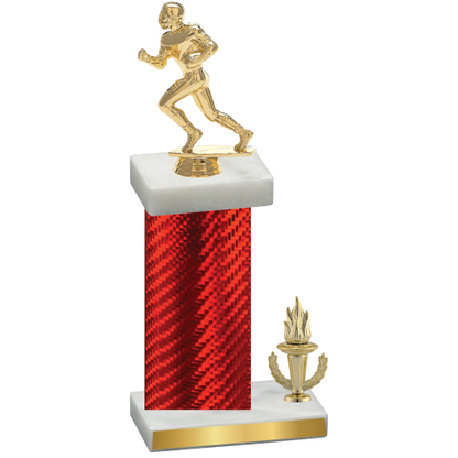 Accented Single Red Carbon Fiber Victory Football Trophy