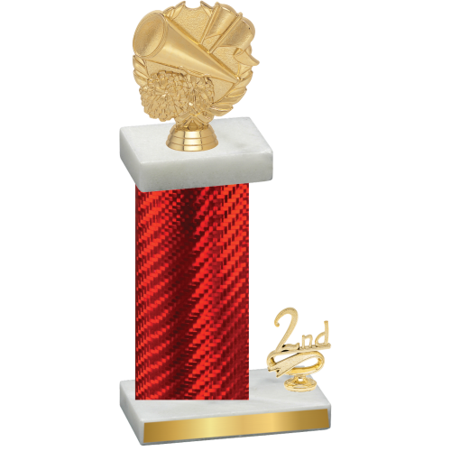 Accented Single Red Carbon Fiber Second Place Cheerleading Trophy