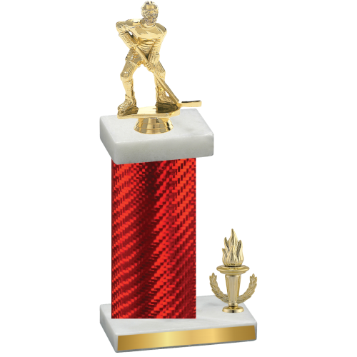 Accented Single Red Carbon Fiber Victory Hockey Trophy