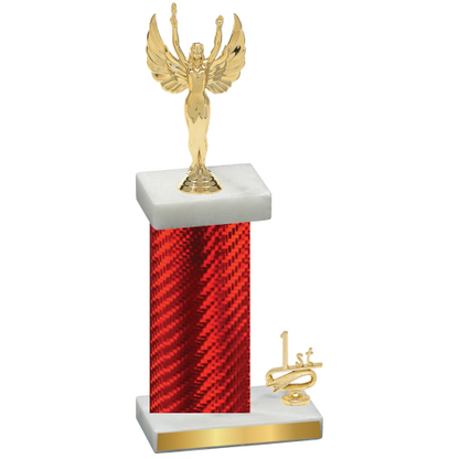 Accented Single Red Carbon Fiber First Place Victory Trophy