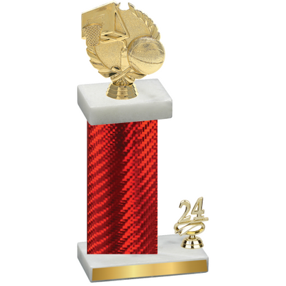 Accented Single Red Carbon Fiber Year Basketball Trophy