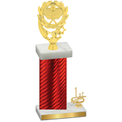 Accented Single Red Carbon Fiber First Place Pickleball Trophy