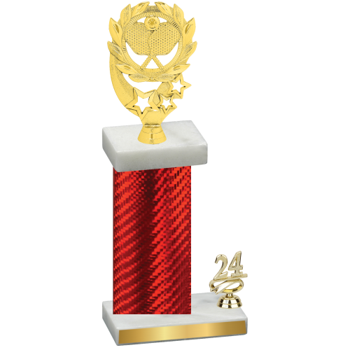 Accented Single Red Carbon Fiber Year Pickleball Trophy