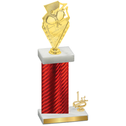 Accented Single Red Carbon Fiber First Place Pickleball Trophy