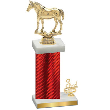 Accented Single Red Carbon Fiber Third Place Horses Trophy