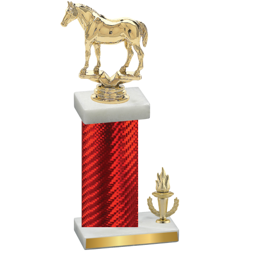 Accented Single Red Carbon Fiber Victory Horses Trophy