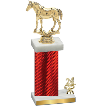 Accented Single Red Carbon Fiber Year Horses Trophy