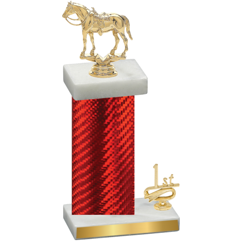 Accented Single Red Carbon Fiber First Place Horses Trophy